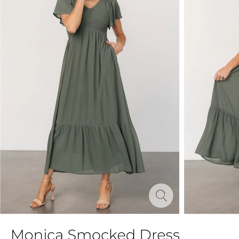 Baltic Born Green Smocked Tiered Maxi Dress